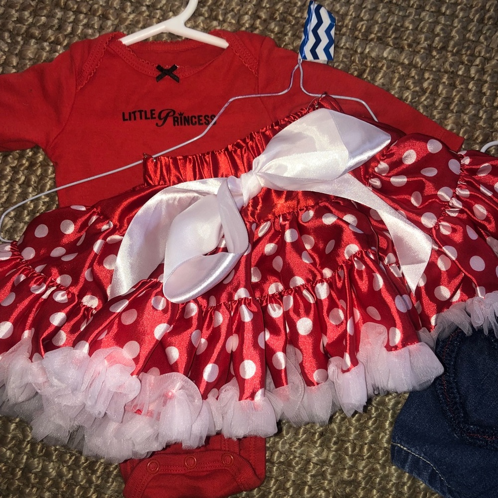 0-3m 2 pieces, soft satin tutu Minnie Mouse style